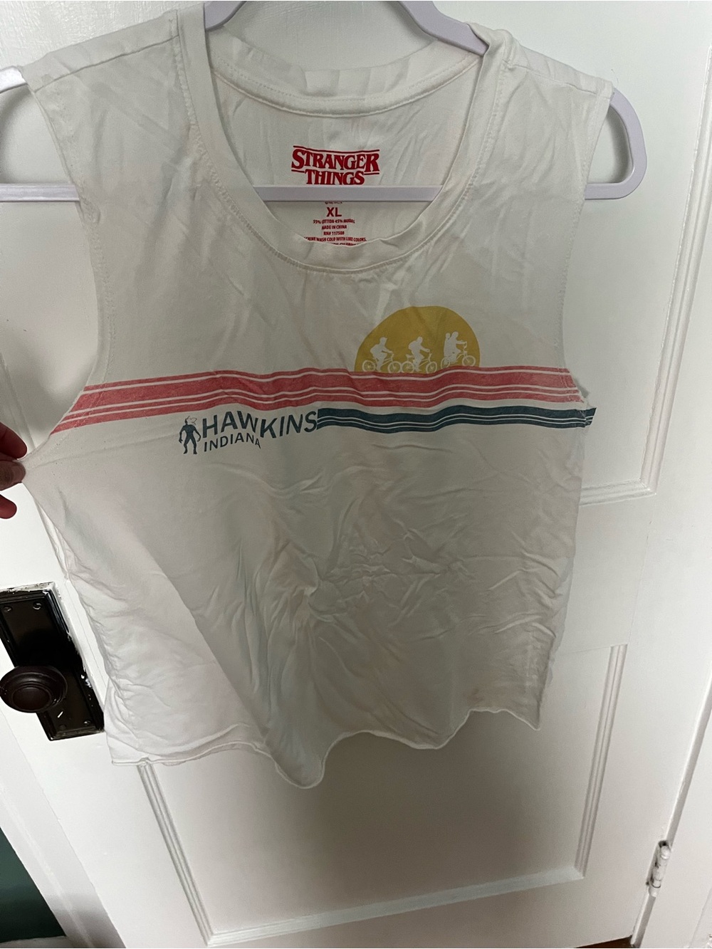 Stranger things White 'Hawkins' Tank Top